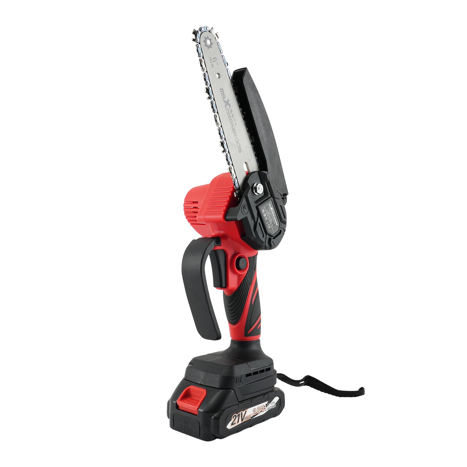 maXpeedingrods Mini motosierra eléctrica con batería de 6 pulgadas | Con cargador y cadena de repuesto, motosierra de mano, batería para tijeras de podar, tijeras de podar, corte de madera, DIY