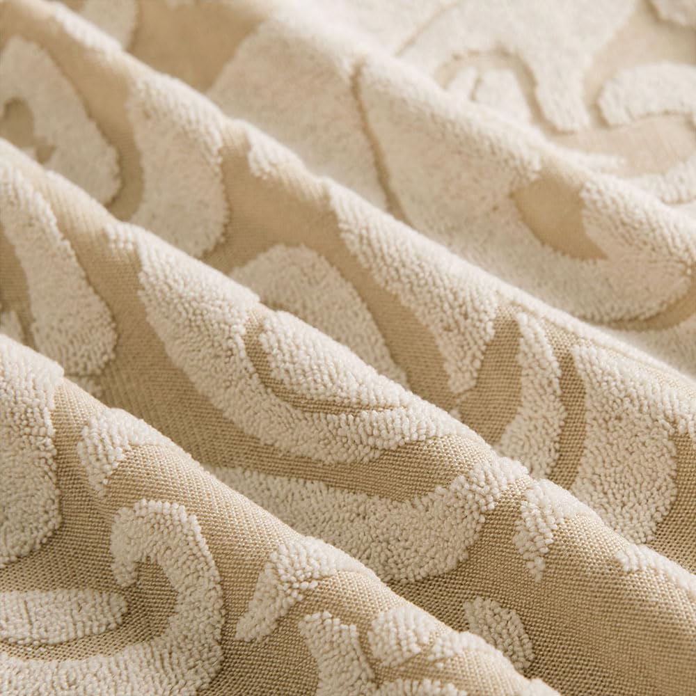 Odot Coprisedie con Schienale 1 2 4 6 Pezzi, Jacquard Vintage Coprisedia Elasticizzati Copri Sedia da Cucina Rimovibili, Lavabili Copri Sedia per Soggiorno (6 Pezzi,Cachi)