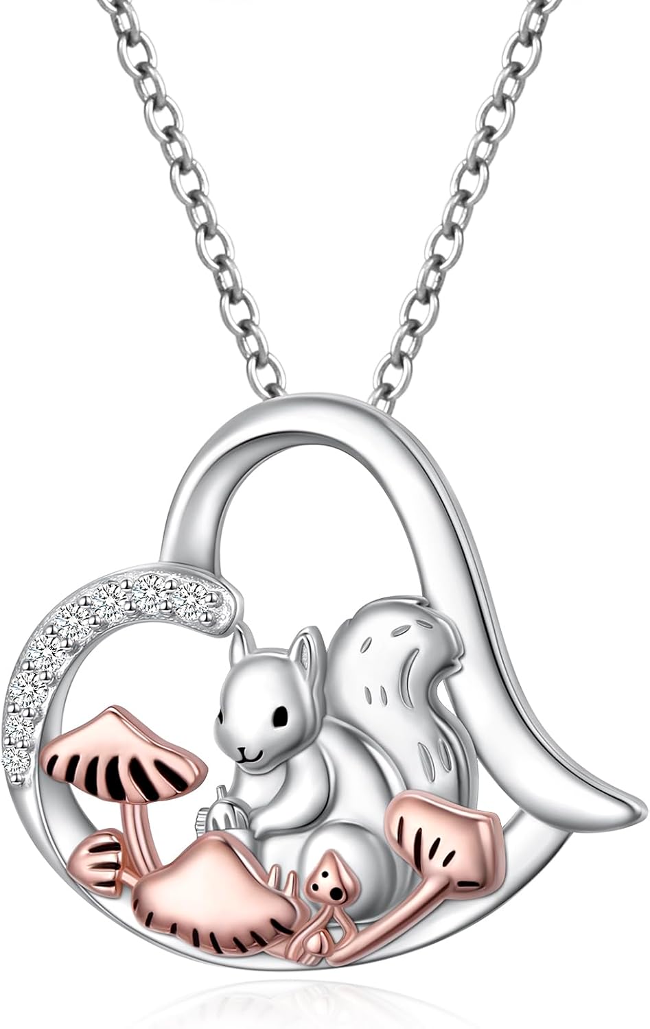 FLYOW 925 Sterling Silver Cute Animal Jewelry Pig/Pandas/Bunny/Corgi/Squirrel Pendant Necklace for Women Birthday Christmas Pet Fans Gifts