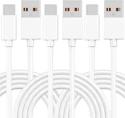 Pacote com 3 cabos USB A para USB C para CarPlay USBC, acessórios para Android, cabo de carregamento tipo C, cabo de carregador de carro, 90 m, branco