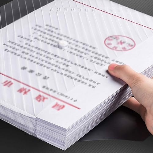 Miniatura 5 de Carpeta de archivos, 100 carpetas de sobres de plástico A4, carpetas de archivos de polietileno con cierre de velcro para escuela, hogar, trabajo,