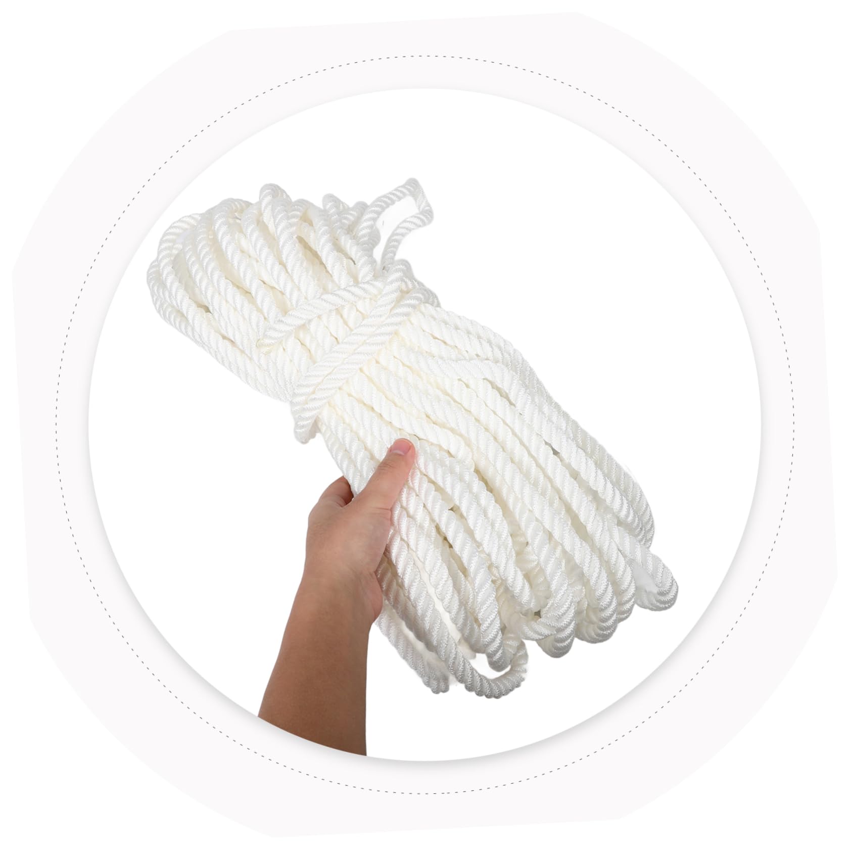 Sosoport Cuerda de Nailon Resistente para Líneas de Atraque de Embarcaciones, 12mm, Color Claro, Alta Resistencia, Versátil para Anclaje y Fondeo, Accesorios para Muelles de Barcos