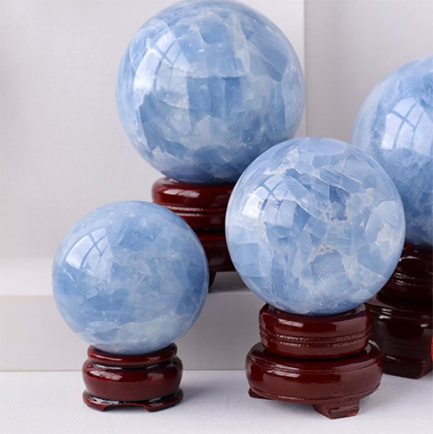Blue Quartz Magic Sphere Celestite Crystal Ball Feng Shui Home Decor Divination Ornament Rare Crystal Ball for Decoration,8~9cm