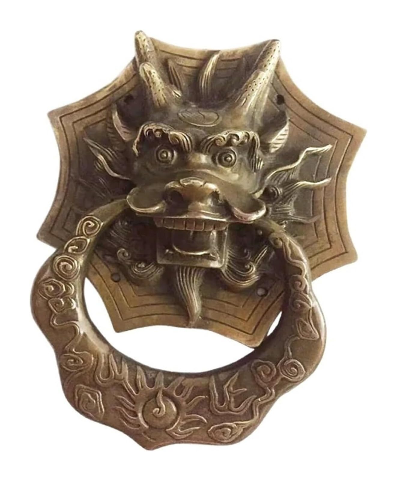 Vakorise 1 Piece Vintage-Style Door Knockers, Brass Bronze Dragon Door Knocker Courtyard Gate Home Decor
