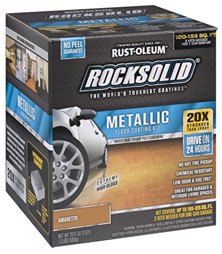 Rust-Oleum 299741 Rock-Solid Metallic Garage Floor Coating Kit, Amaretto, 70 Fl. Oz