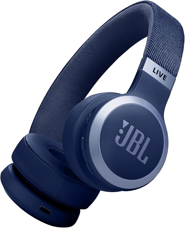 Auriculares supraaurales inalámbricos JBL Live 670NC, NC adaptativo - Azul | Auriculares Bluetooth con Sonido Envolvente, hasta 65H de duración de la batería, Carga rápida, micrófono Integrado, Asistente de Voz, Plegables