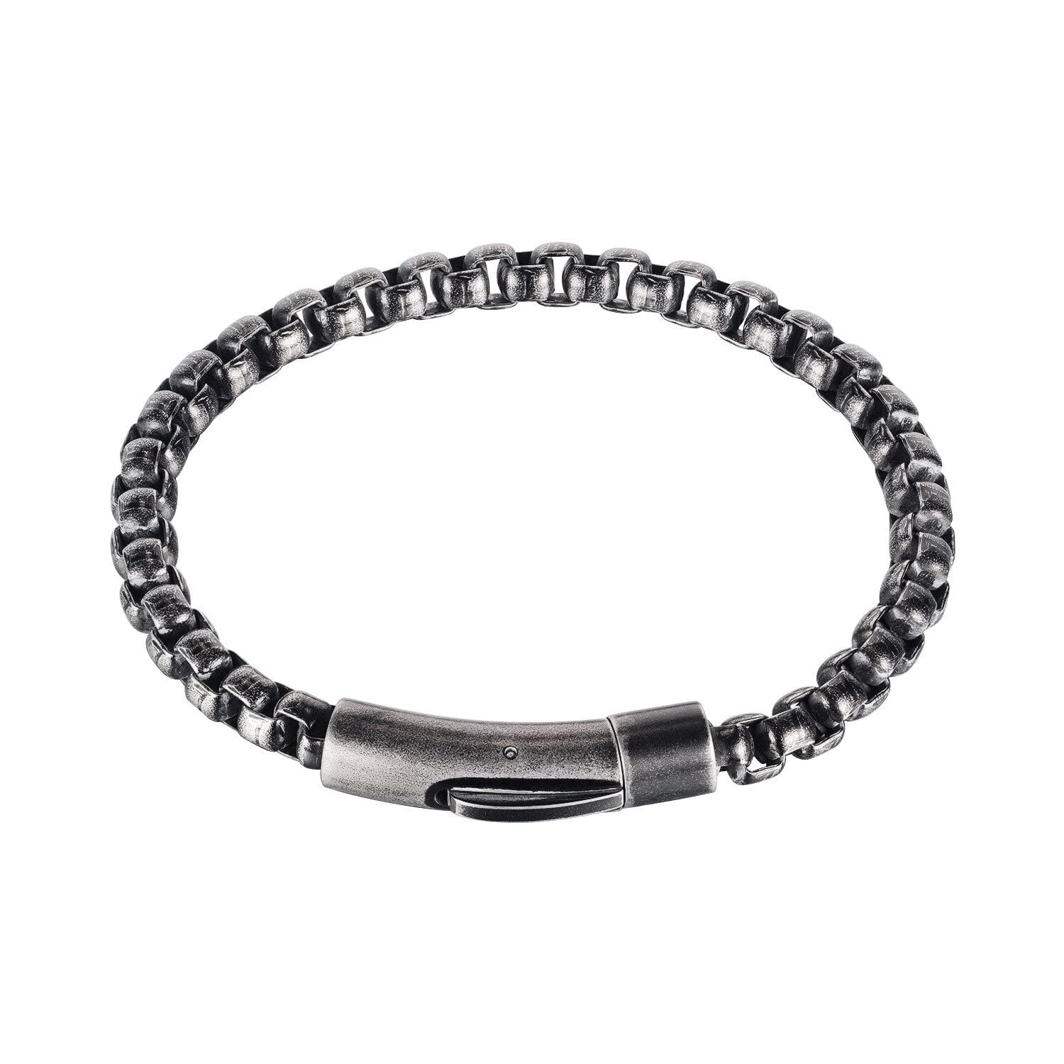 THE MEN THING SHADOW SQUARE - 5mm Titanium Steel Antique Black Bracelet 9 inch for Men & Boys (B0D37LSPNV) Amazon Price History, Amazon Price Tracker
