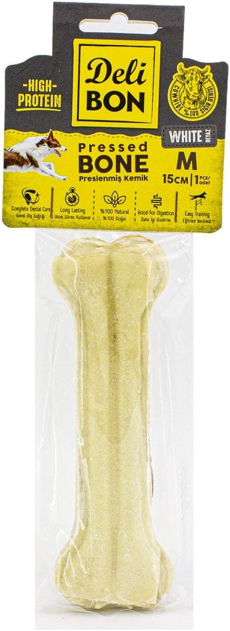 Doggie Delibon Gerçek Deriden Pres Kemik, 15 Cmx1Pcs., Beyaz
