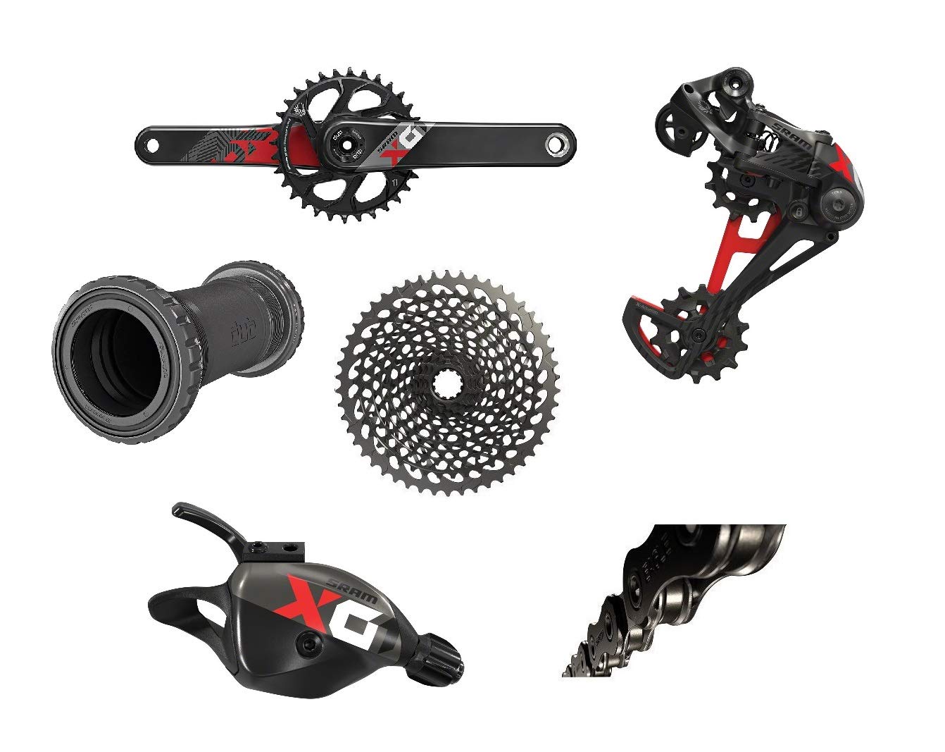 Amazon.com : SRAM X01 Eagle Dub 175 Group English BB 175mm RED 32T