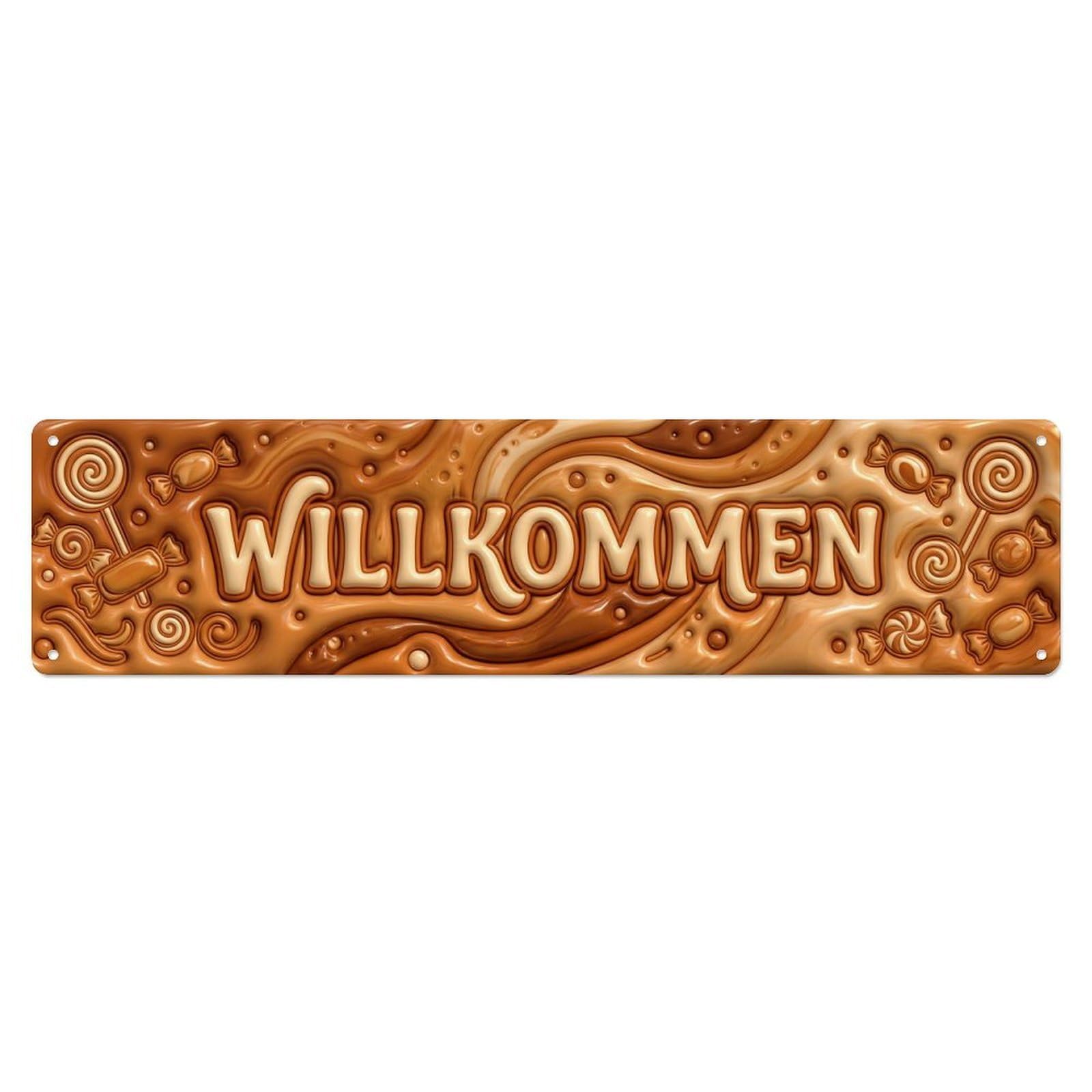Caramel Toffee Sweet Dessert Welcome Metal Tin Sign