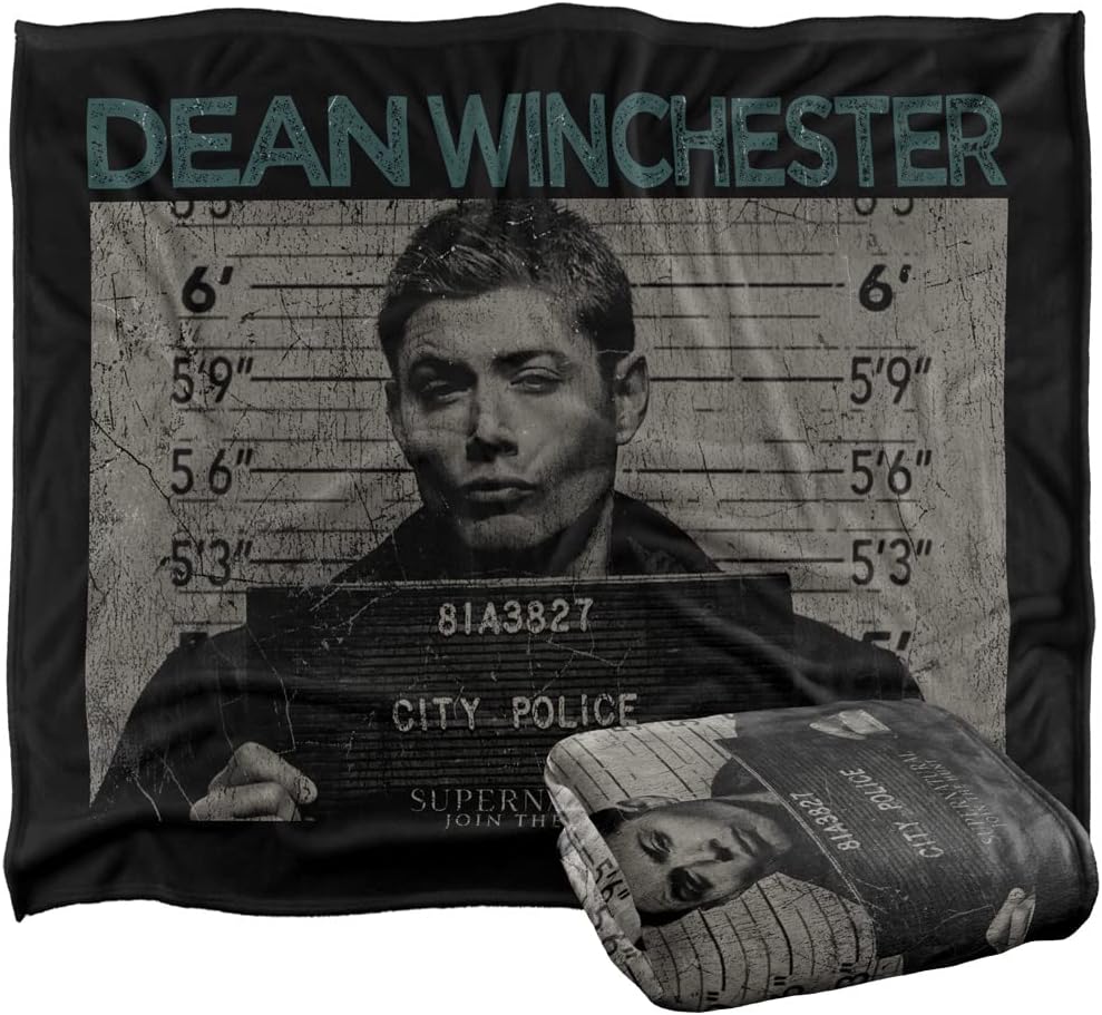 Supernatural Dean Mug Shot Officially Licensed Silky Touch Super Soft Throw Blanket 50" x 60"