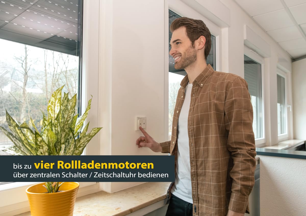 Schellenberg 24200 Rolladen Trennrelais zur gleichzeitigen Steuerung von bis zu 4 Rollladenmotoren über einen Schalter oder Zeitschaltuhr, zentral für komfortable Rolladensteuerung Unterputz