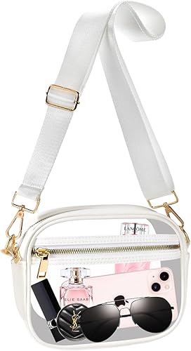 Miniatura 1 de Fibrdoo Bolsa transparente aprobada para estadios, bolsa cruzada de cuero transparente para conciertos, eventos deportivos, festivales