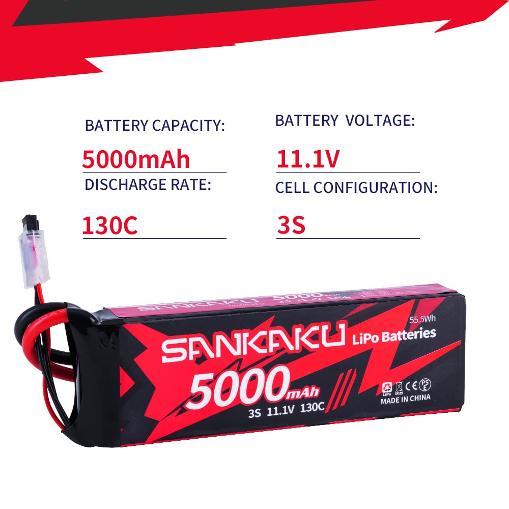 SANKAKU 130C 5000mAh Batteria Lipo 3S 11,1V Lipo spina EC5 per veicoli RC Buggy Auto Camion Barca Hobby 2 pezzi
