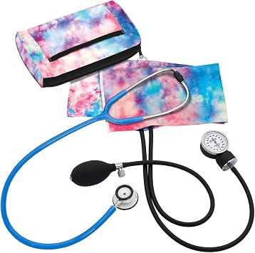 Prestige Medical Adult Aneroid Sphygmomanometer/Clinical LiteTM Stethoscope Kit, Tie Dye Cotton Candy Sky Model A121-CCS