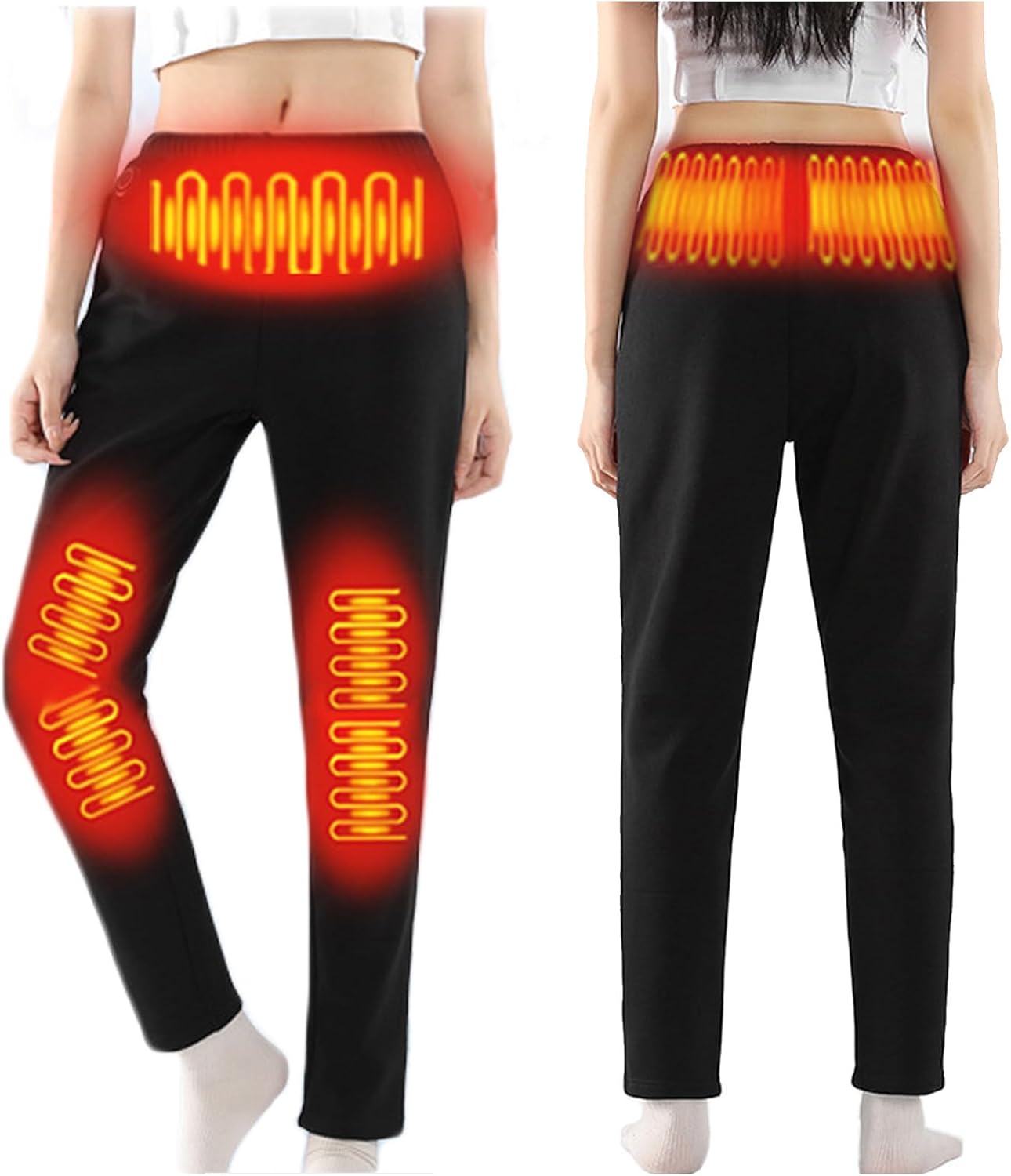 Heated Pants, Electric Heating Pants for Women, Fleece Lined Thermal Trousers with 8 Heating Pads, No Battery