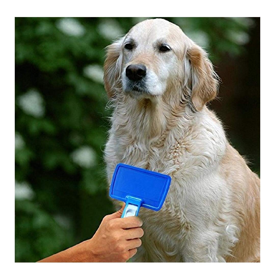 Cepillo de pelo de perro para aseo y limpieza de pelo desprendido – Peine para mascotas, para perros, gatos, conejo y cabra, cepillo de masaje con función de limpieza automática, para pelo largo y