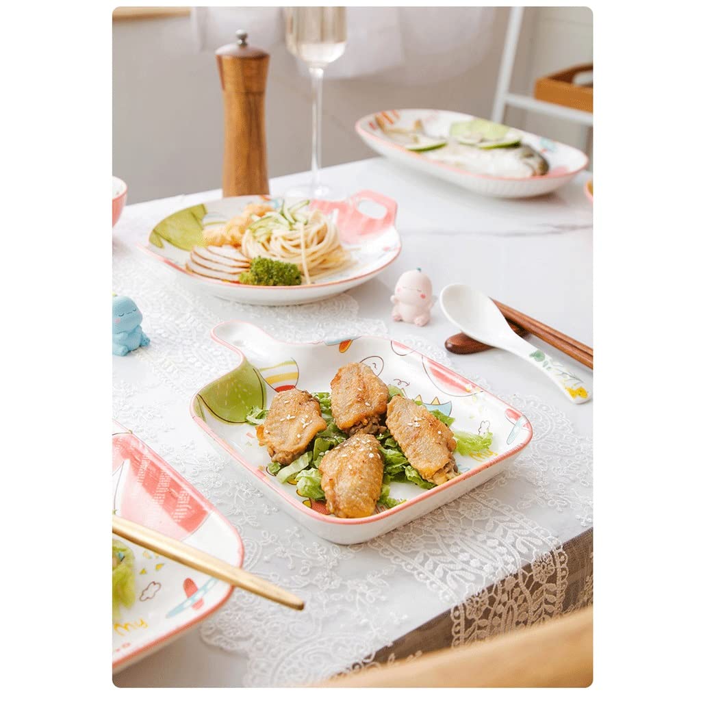 Set da tavola creativo in ceramica con cartoni animati, set da tavola per la casa, piatto, ciotola, tazza, piatti, set di scodelle per riso, zuppa e bacchette, set da pranzo per feste (set :