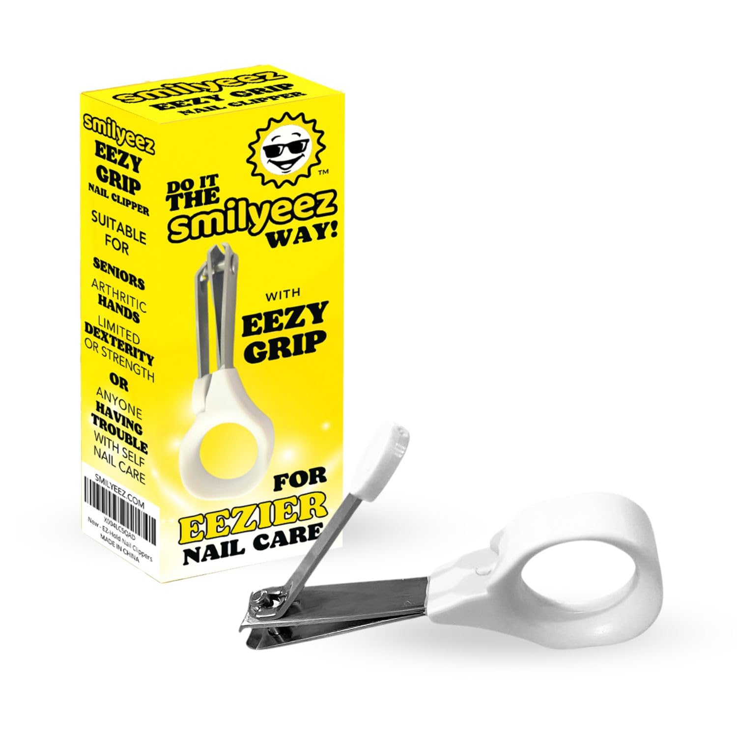 Smilyeez EEZY Grip Nail Clippers – Easy Grip Ergonomic Handle for Better Control – Ideal for Arthritic Hands, Seniors & Limited Dexterity – Stainless Steel Fingernail Clipper
