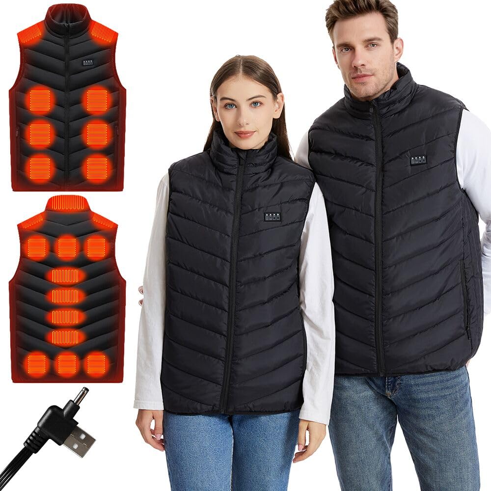 Amurhey Gilet riscaldato da uomo e da donna con 21 zone riscaldate e compatibile con 5 V/7,4 V, 2025 nuovo – Giubbotto termico riscaldabile, unisex, caldo, lavabile (senza power bank)
