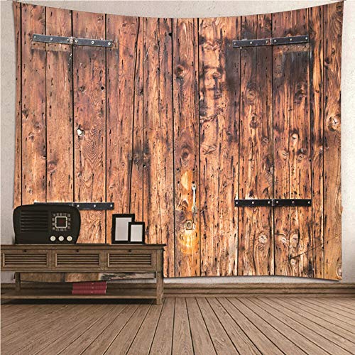 Tapiz de pared para salón con diseño de tabla de madera marrón de 150x130 cm