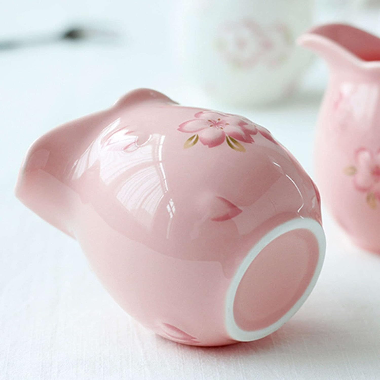 Sucrier en céramique, Pot à crème, Pot à Sucre, Service à café, Pot à crème, Pot à Lait Rose et sucrier (Couleur : Blanc, Taille : (Couleur : Blanc, Taille : sucrier)(Roze,Milk Jug+Sugar Bowl)