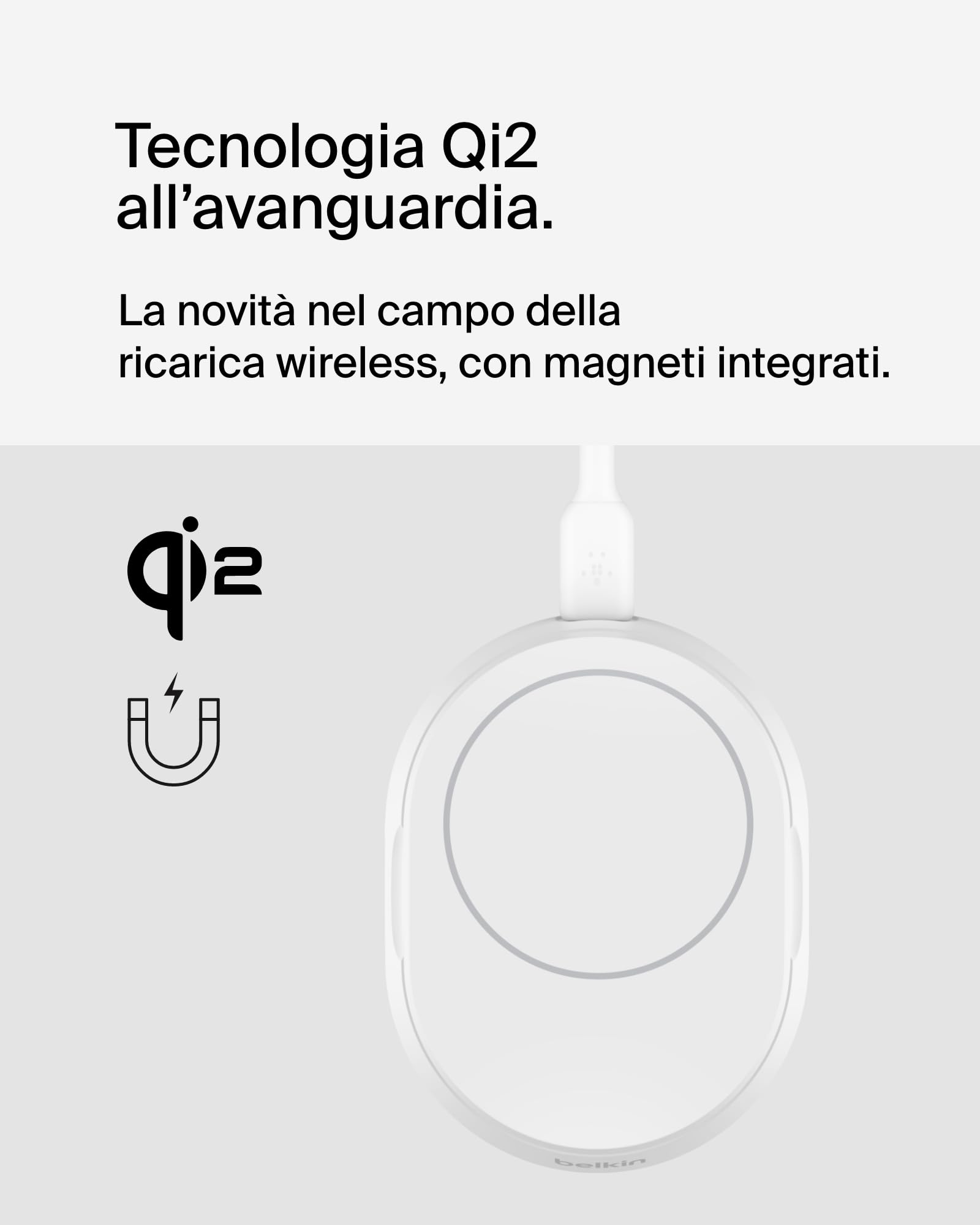 Belkin BoostCharge Pro Caricatore Magnetico Convertibile 15W, Caricabatterie Wireless Rapido Qi2 compatibile con MagSafe, per iPhone 17, Air, Pixelsnap, AirPods, alimentatore da 20 W incluso - Bianco