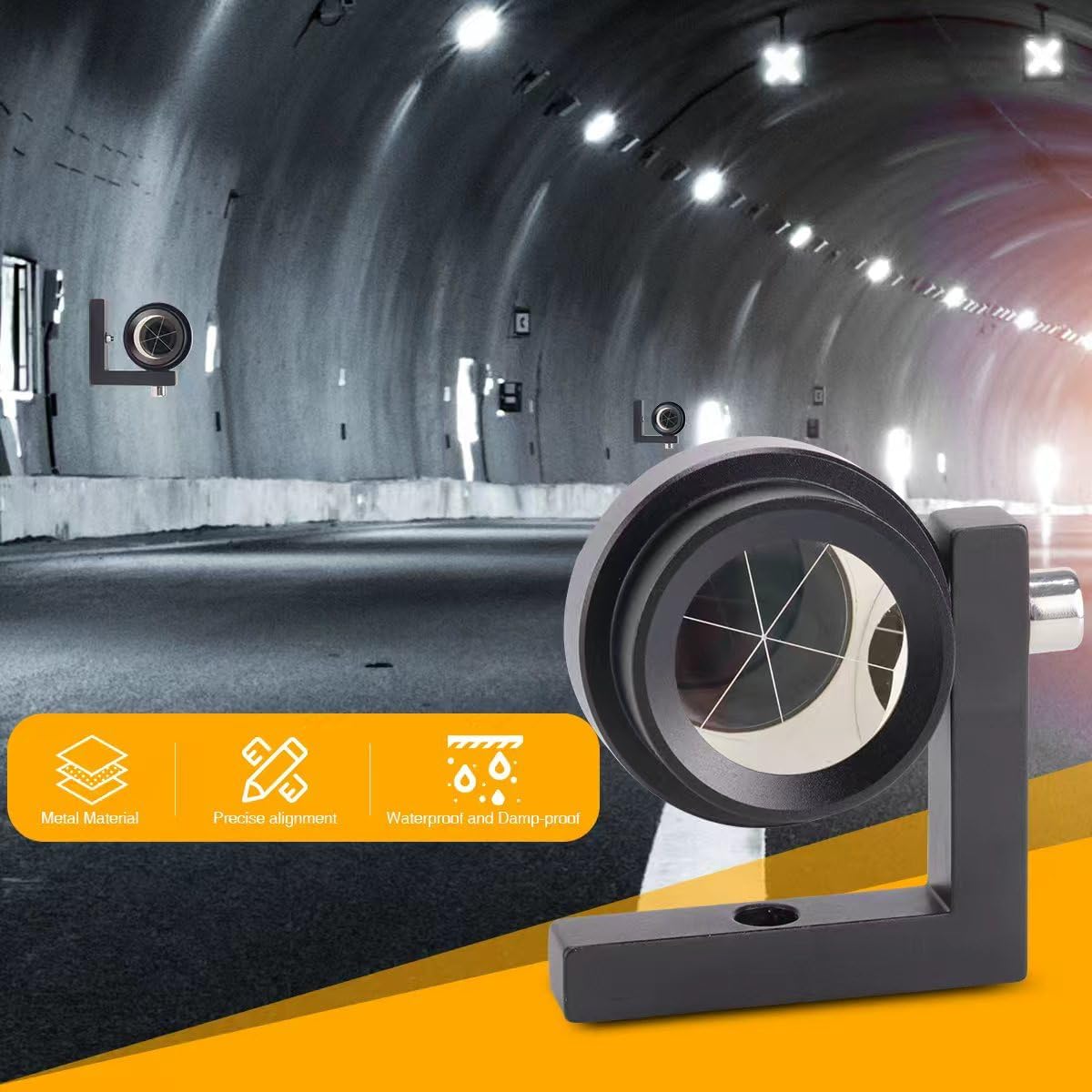 Mini Surveying Prism with 3~4'' accuracy, 90 Degree Prism Right Angle Prism L Bar Silver-Coated Mini Prism Total Station Prism MP110 For Total Stations (MT110B)