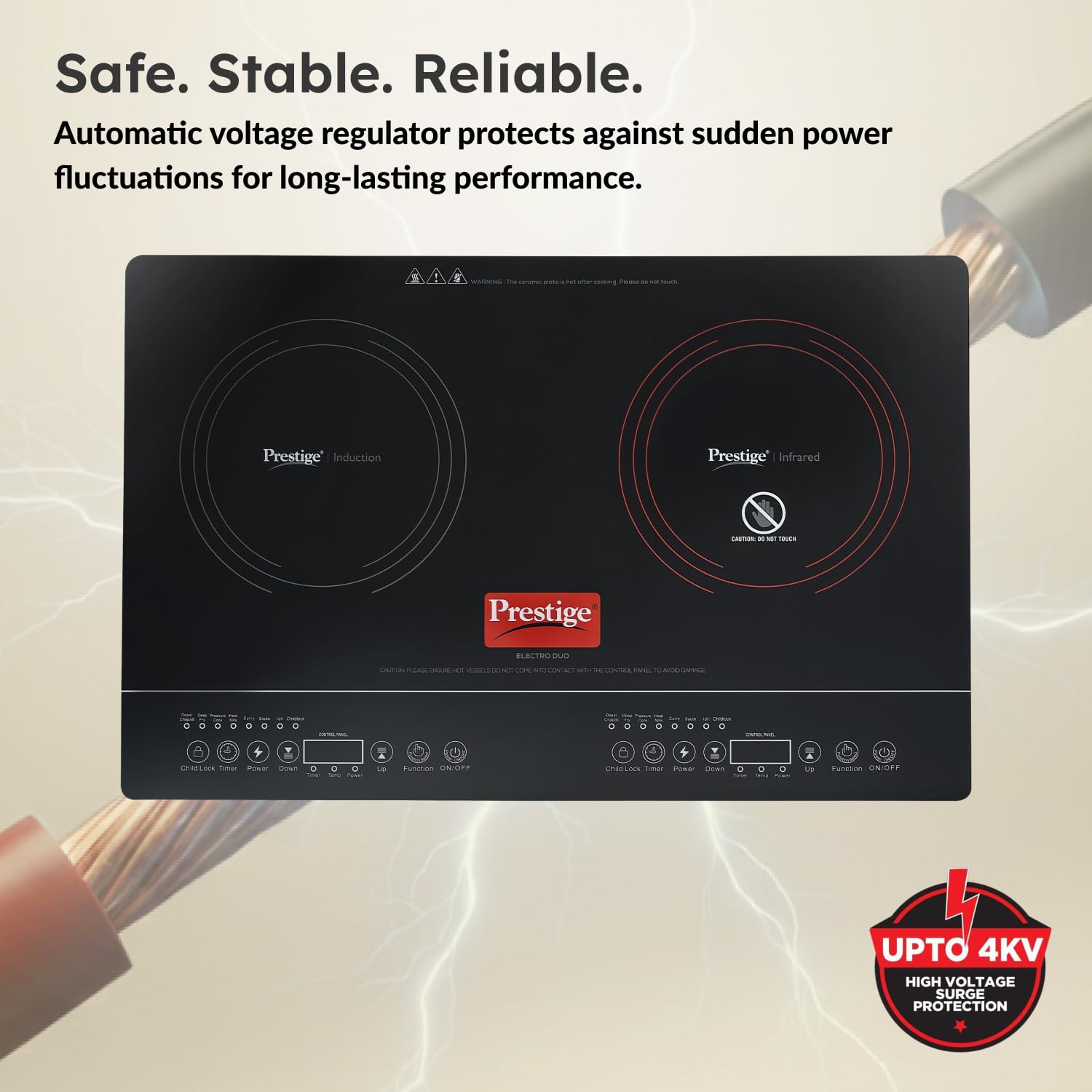 Prestige Electro Duo Cooktop with High Voltage Surge Protection