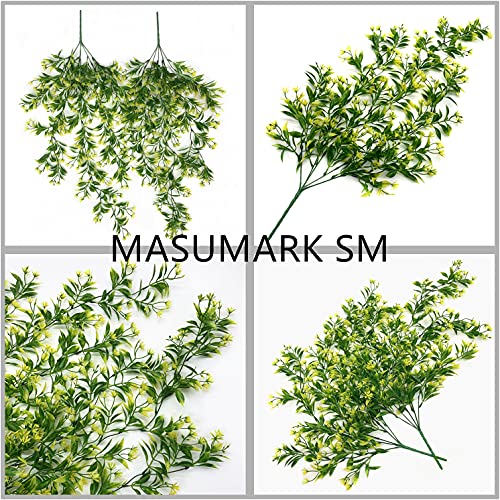 Artificial Flowers Vine, For Christmas Plastic Hanging Ivy Plants Fake Vines Grass Garland Home Garden Outdoor Window Box Indoor Party Uv Resistant Wedding Diy Wall Decor Decoration - Yellow 4 Pack #TOP5