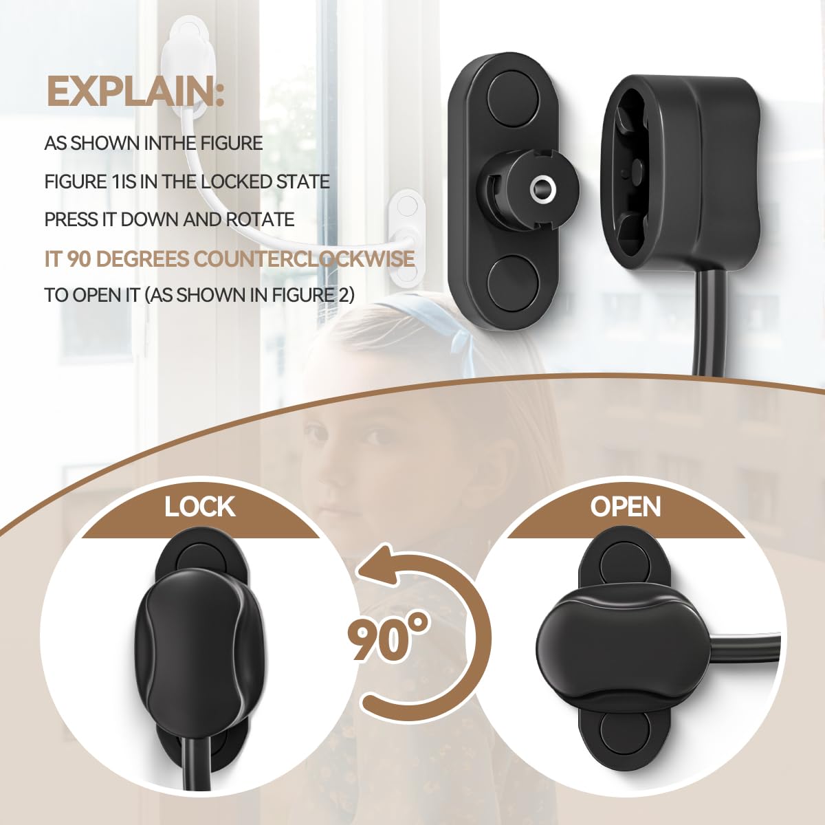 Bwintech 5 Pack Black Keyless Window Restrictor - Image 4