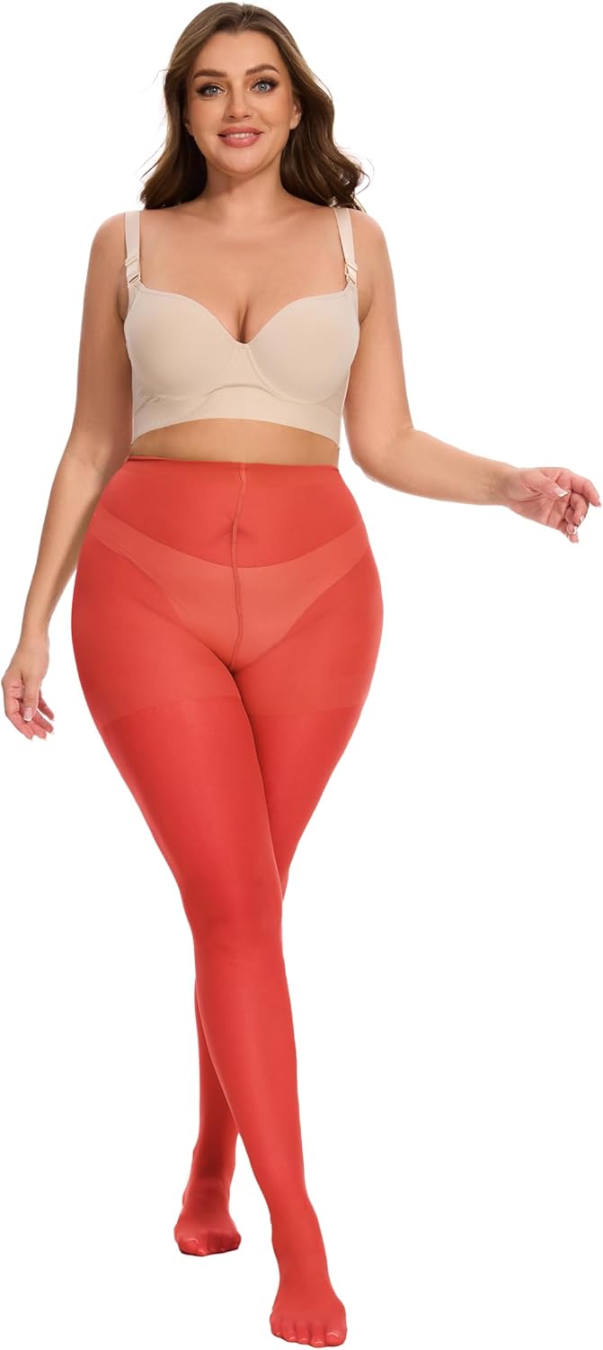 Citystl 2 Pairs Plus Size Sheer Tights for Women - 20D Black Tights Control Top Pantyhose with Reinforced Toes, Supple Feel - Image 3