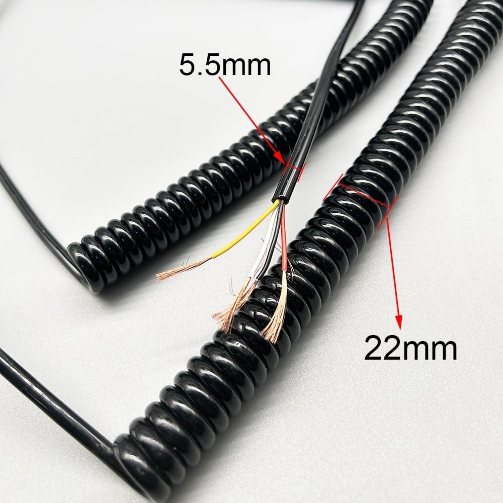 Spring Sprial 20AWG Black Spiral Cable Spring Cold Resistant Power Cable 4 Wire Coiled Cord Retractable Coil (Size : Stretch 2.5 Meters, Color : 4core 0.5mm2)
