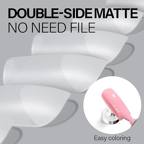 Vista 81 de AILLSA 450 puntas de uñas de gel extra cortas, puntas de uñas de gel de cobertura completa, punta de uñas postizas preliminadas a presión, 15