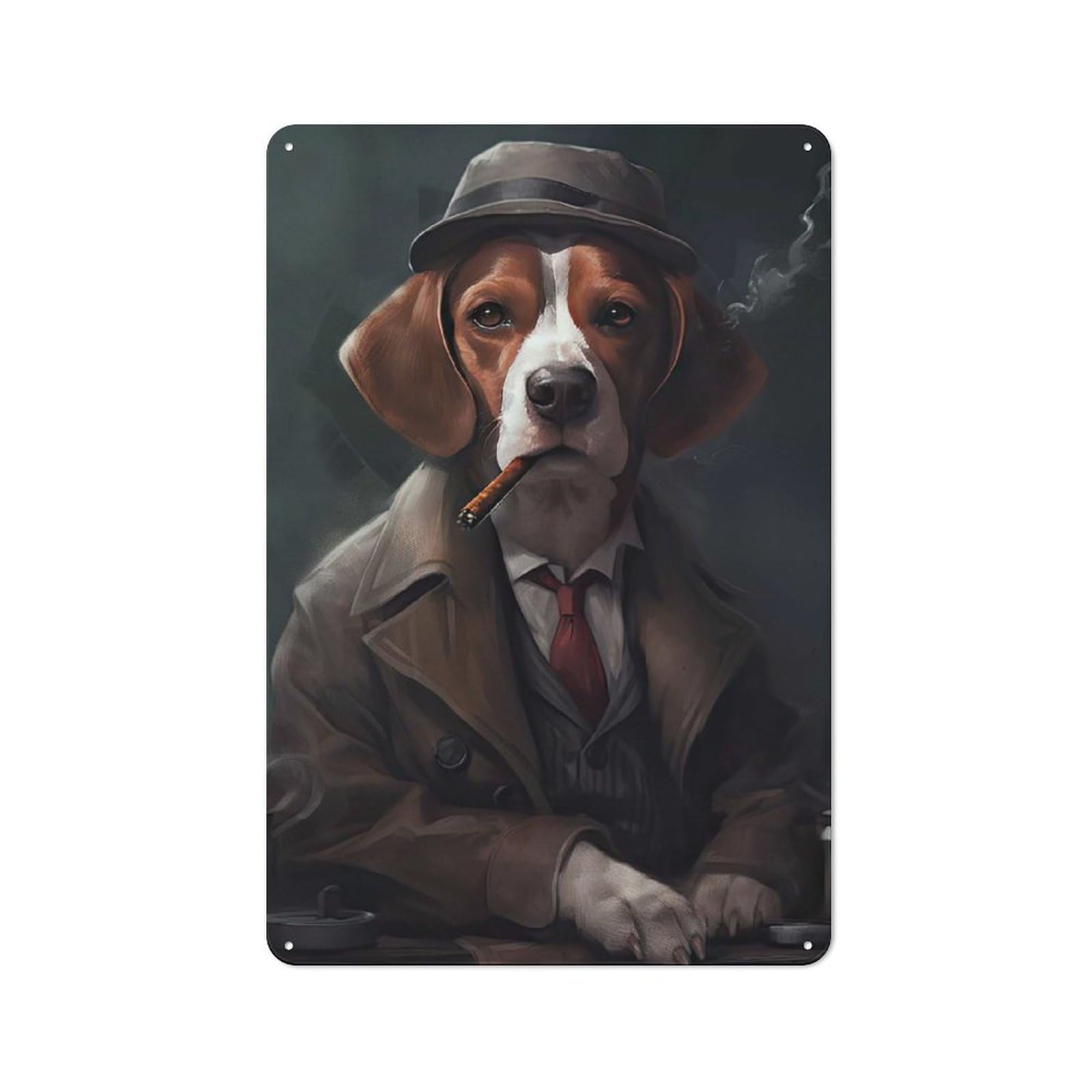 Junmoney Style-3 Vintage Beagle The Gangster Bistro Metal Sign 30X20cm, Bistro Wall Plaque For Takeaway, Bar, Kitchen Or Counter Area