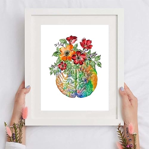 Miniatura 7 de ZHAXFA Juego de 6 piezas de arte de pared anatómico médico, póster de anatomía floral en acuarela, póster de arte de fisiología humana, decoración