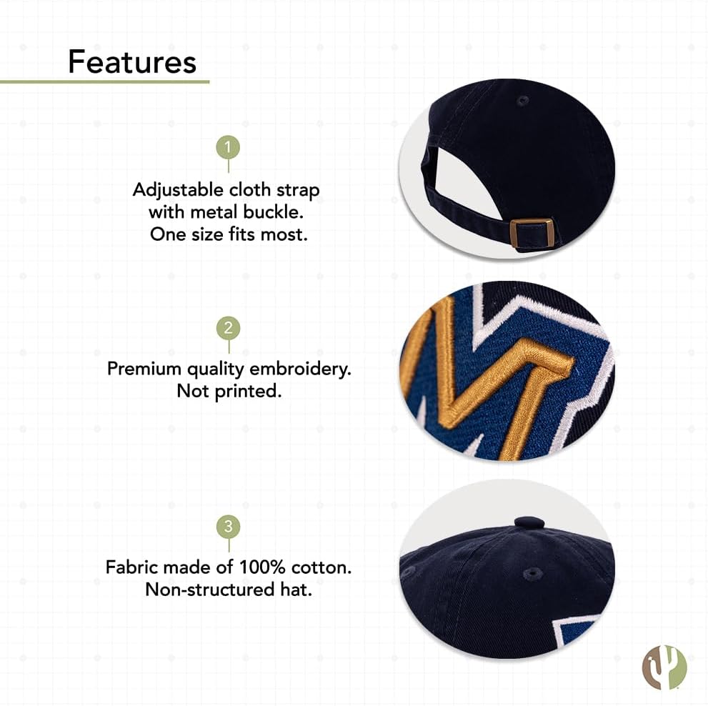 Desert Cactus Montana State University Baseball Hat Bobcats MSU Brimmed Embroidered Cap Adjustable Cloth Strap Adult (Style B) Blue - Image 4