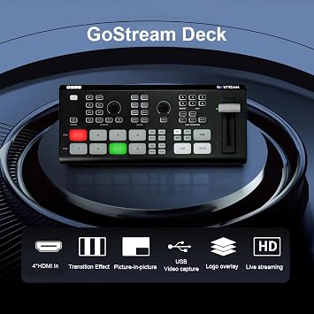 Osee GoStream Deck Video Switcher Converters Multiple Live Streaming Audio Mixer with 4 HDMI Inputs and 2 HDMI Outputs Support NDI Updatable