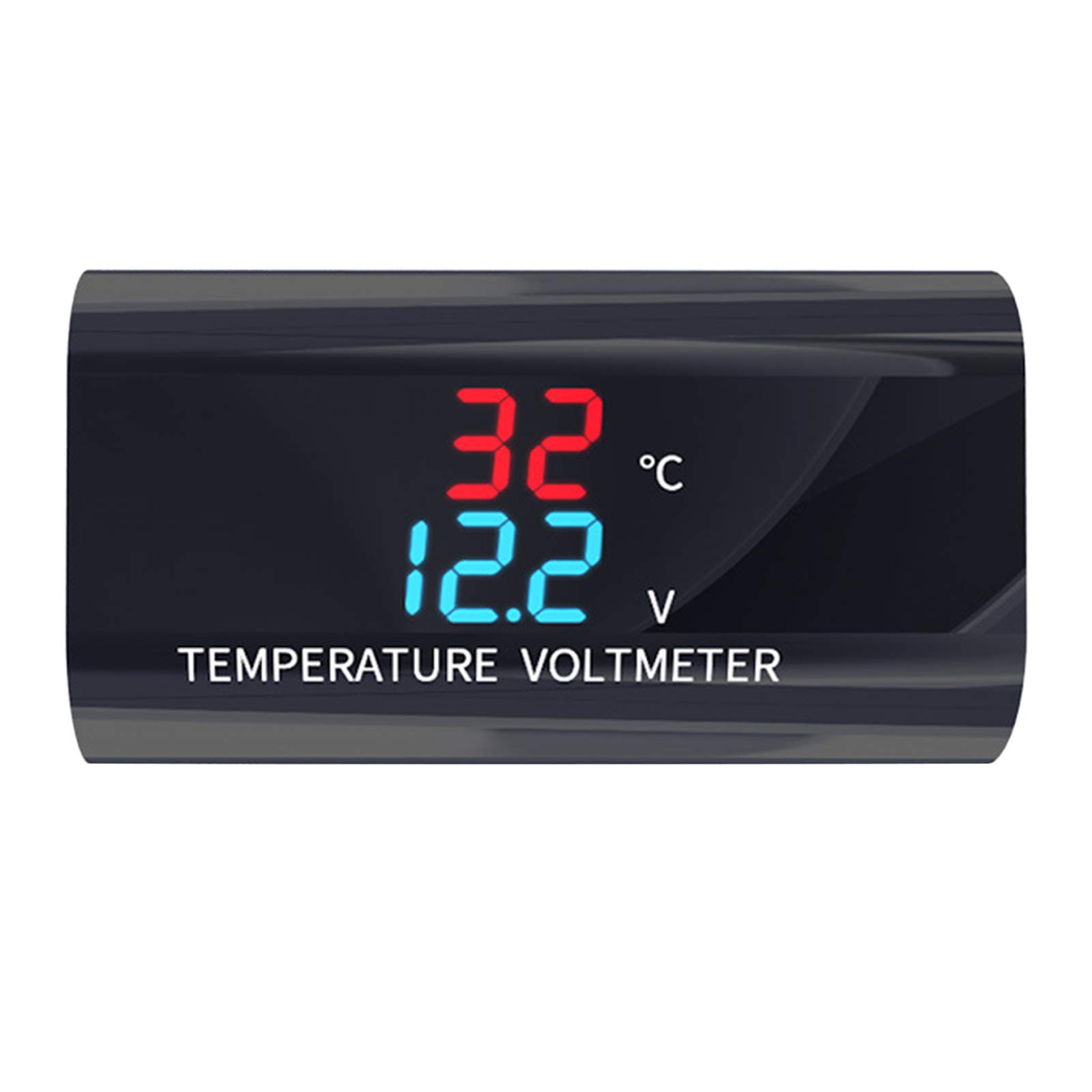 12V LED Digital Voltmeter Thermometer 0.28 Inch Displa Voltage Temperature Meter Monitor for Car Motorcycle USB C Power Meter