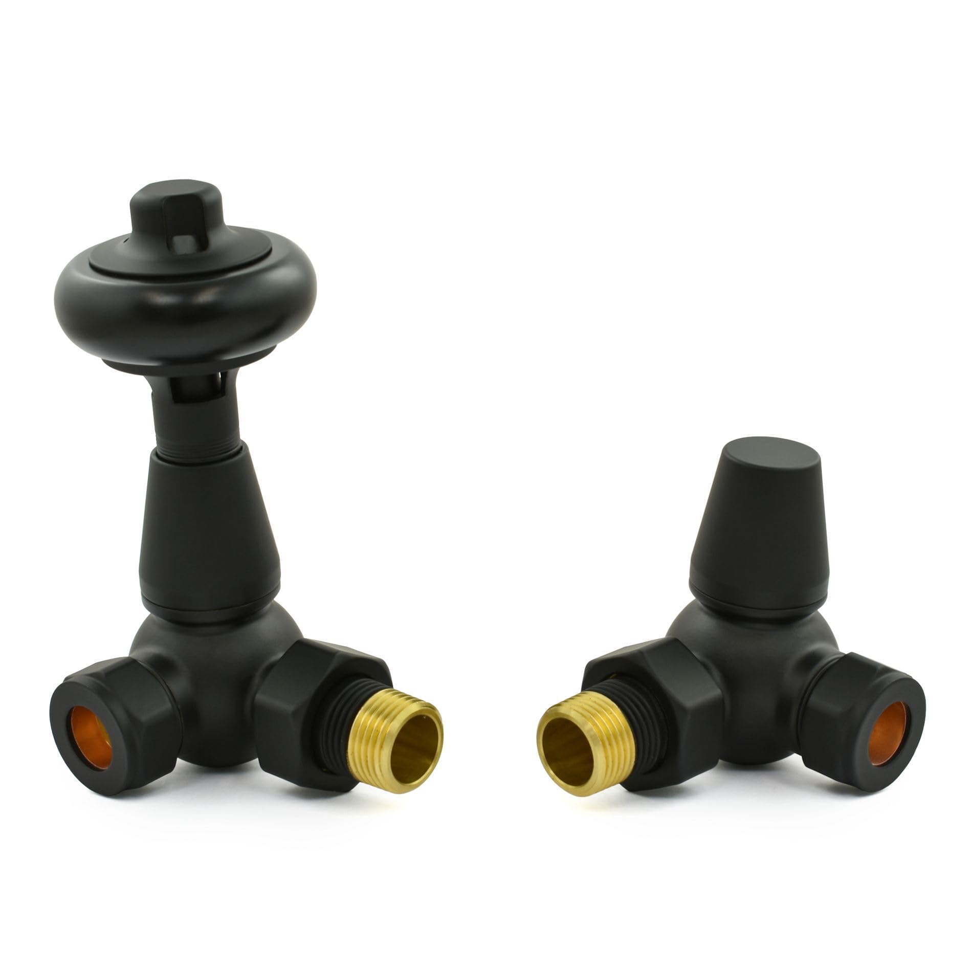 Hot Flow Satin Black Shannon Corner Modern TRV Thermostatic Radiator Valve (Pair) Includes Corner TRV Body & One Lock Shield for Quick & Easy Temperature Control. Perfect for Energy Saving