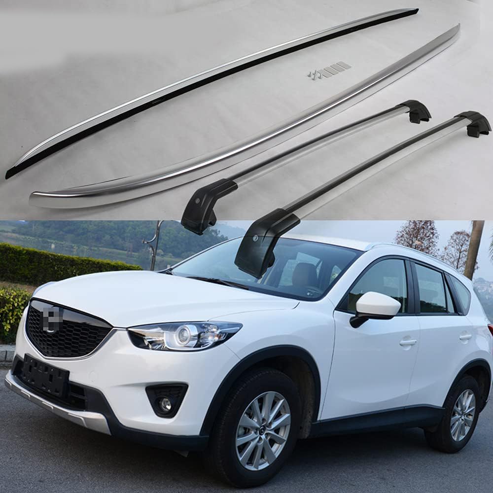 4Pcs Roof Rail Side Rail Roof Rack Cross Bars Crossbar Fit for Mazda CX5 CX-5 2012-2016 - Silver