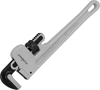 HORUSDY 10-Inch Aluminum Pipe Wrench, Heavy Duty Adjustable Plumbing Wrench for Pipe Fittings, Lightweight 250mm Gray Pipe Tool, Strong Grip & Durable Design for Home and Professional Use
