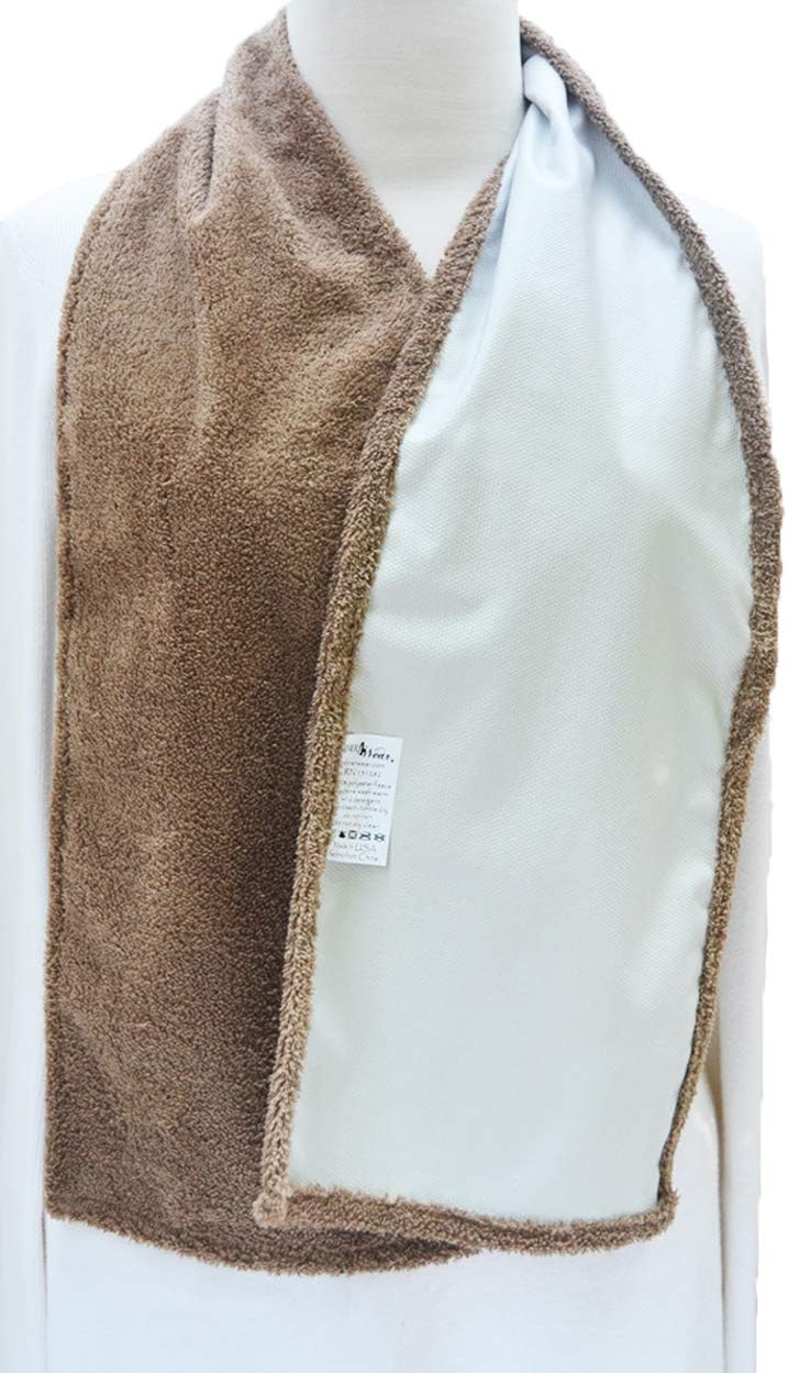 DinerWear Cravaat Adult Bib Dining Scarf (Wide, Taupe) w/ Magnetic Snap, Stain Resistant, Machine Wash, Great for disabled, dementia : Health & Household