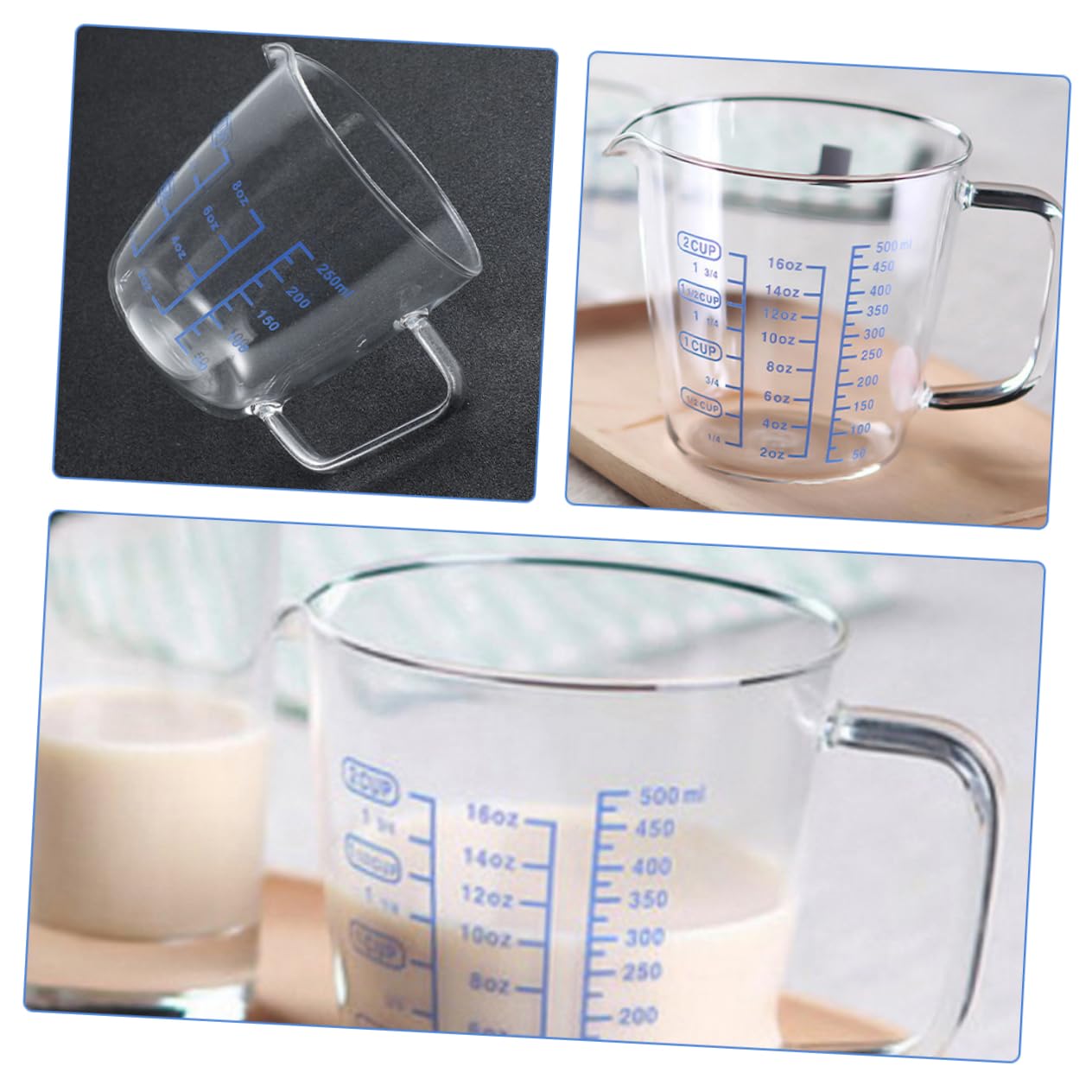 OUNONA 3 Uds Taza Medidora De Vidrio Recipiente Para Crema De Jarra De Cocina Jarra De Jarra De Jarra Pequeña Taza Medidora Taza Medidora De Vidrio Jarra De Vidrio Taza