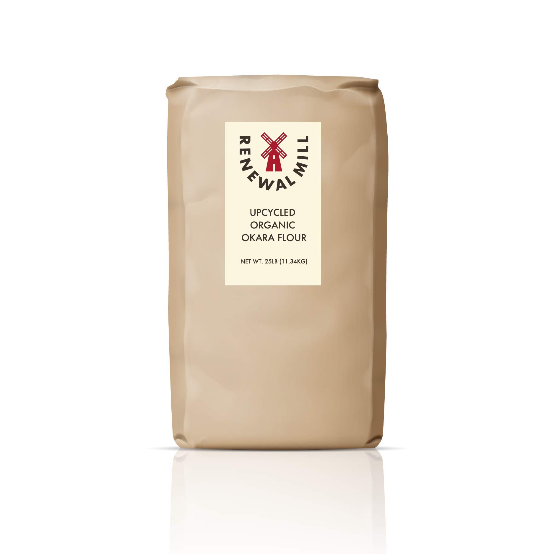 Renewal Mill Okara Flour 25 LB, Non-GMO, Organic, Gluten-Free, 20 g of Fiber, 7 g of Protein, 3 g net carbs I Upcycled Ingredient, Perfect for Gluten-Free Baking & Keto Baking