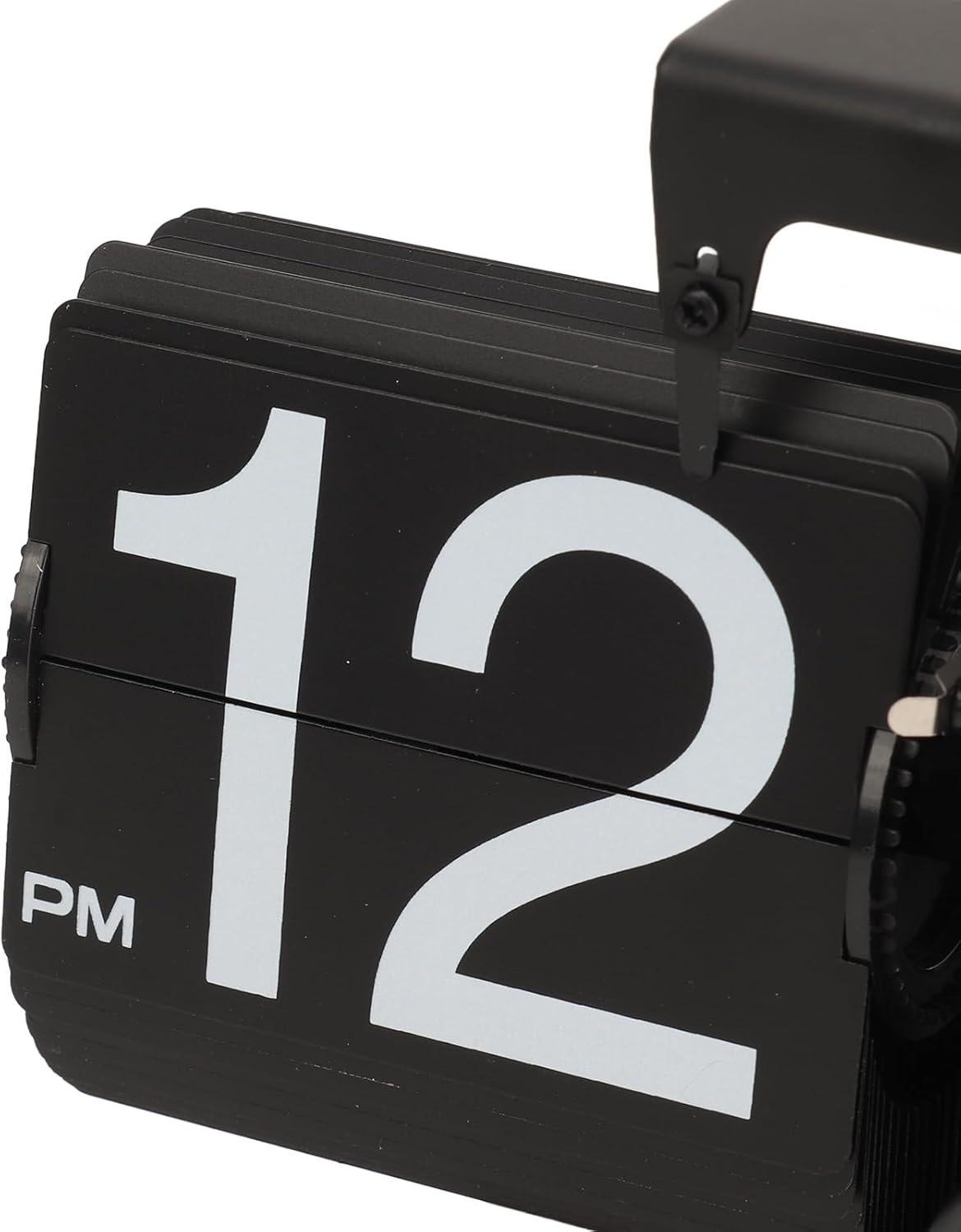 Keenso Vintage Auto Flip Clock with Large Numbers Smooth Base, Exquisite Surface, Black Walnut Material for Living Room, Bedroom, Study (Black)