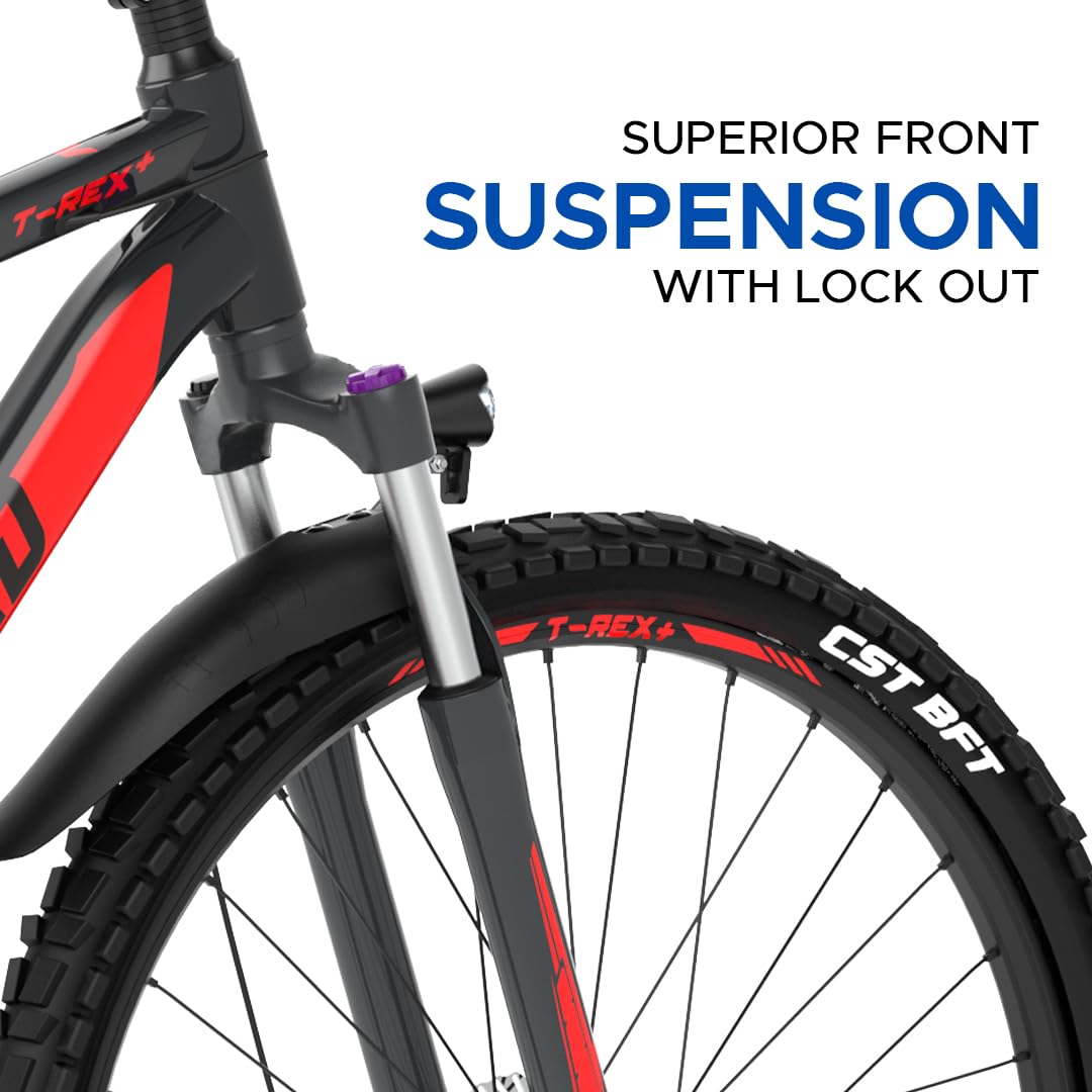 Front Suspension with Lockout on E MOTORAD Trex+ Electric Cycle