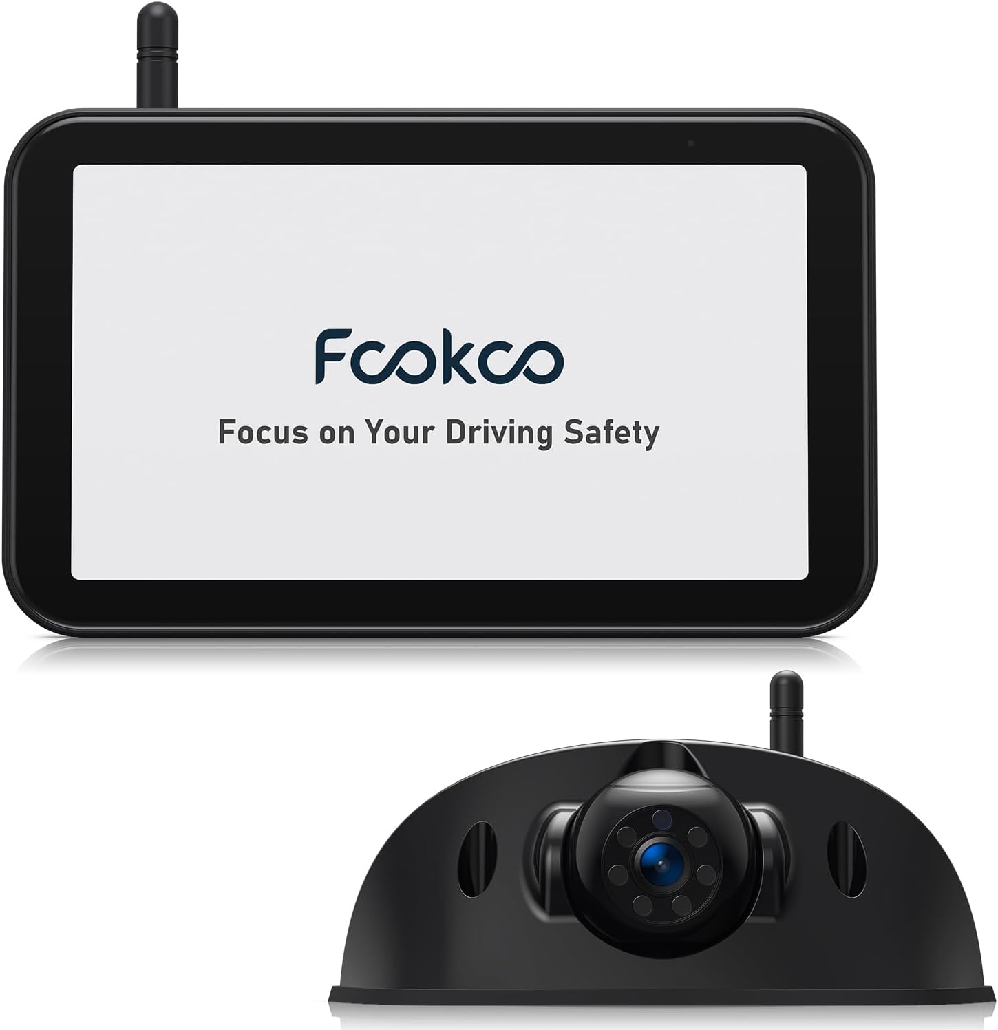 Fookoo Upgraded 1080P Wireless RV Backup Camera, 5" Full/Split Screen Recording Monitor, Rear-View Camera Adapted to Pre-Wired Mount, Digital Signal for RV Truck Trailer Camper (DW5)