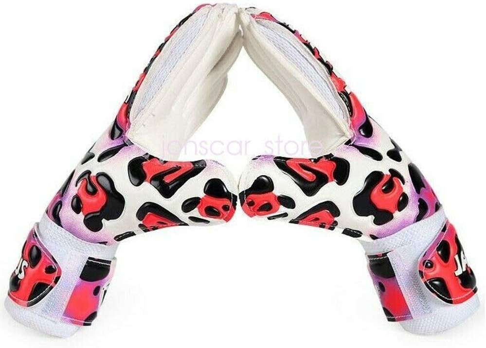 Kids Child Youth Soccer Goalkeeper Gloves with Pro Fingersave, 3mm Natural Latex Palm Match Training for Boy Girl Size 4-7,Colored Leopard Series (Purple,Size 5)