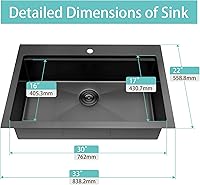 Vista 58 de Fregadero de barra negro, fregadero de cocina negro de montaje inferior de 15 pulgadas, fregaderos de cocina de 15 x 15 x 10 pulgadas, fregadero